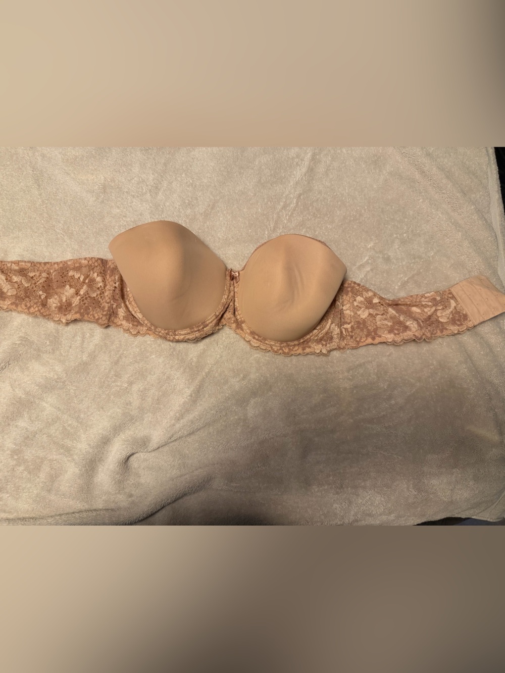 Adore Me Beige Lace Strapless Underwire Bra